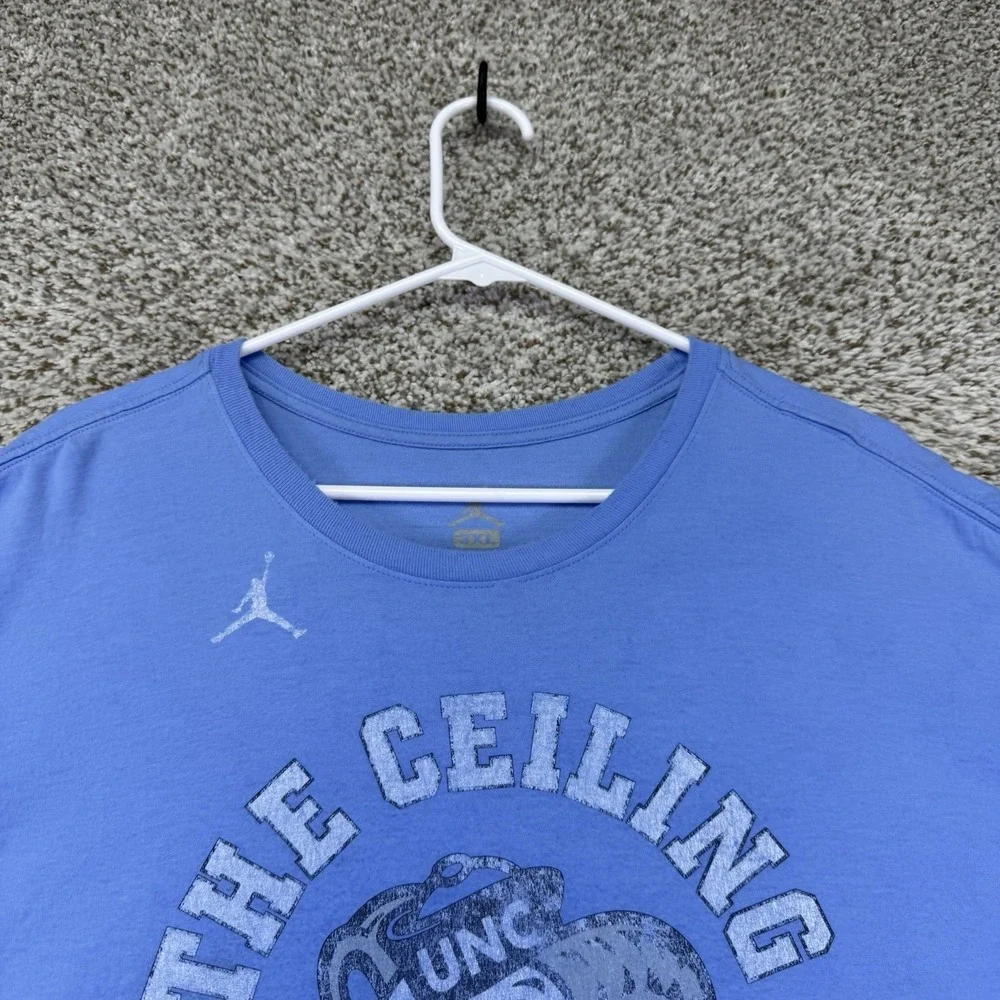 UNC Tar Heels Shirt Men's Size 3XL Blue Jordan Short Sleeve Casual 100% Cotton